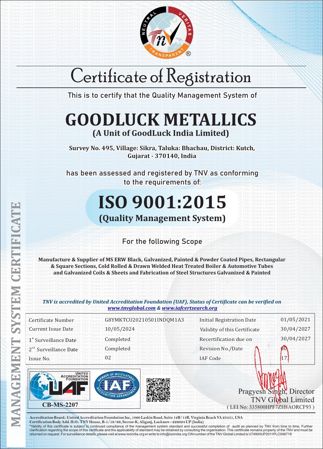 ISO 9001:2015 Quality Management System Certificate